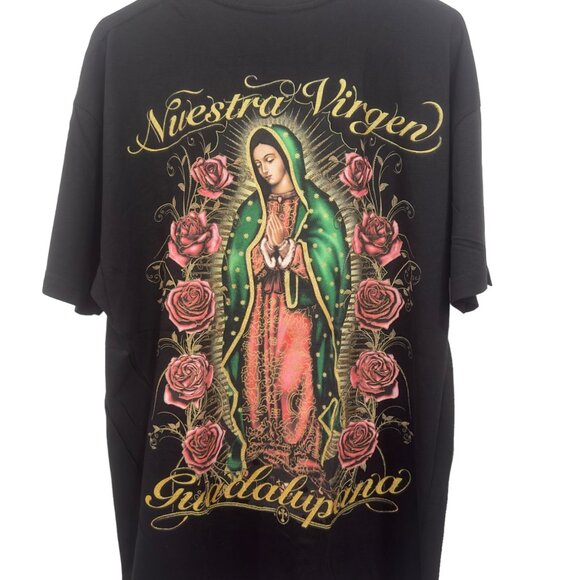 Our Lady Of Guadalupe Graphic T-Shirt Nuestra Virgen Shimmer Design Black  SZ XL - Picture 3 of 8